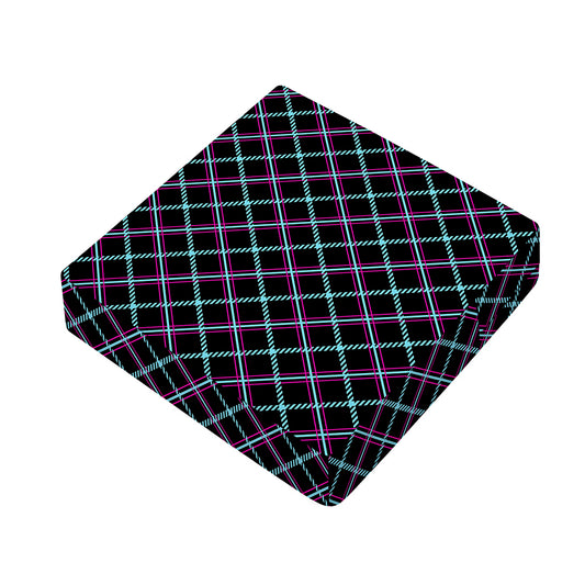 Black Blue And Pink Tartan Pattern Print Outdoor Seat Cushion Cover