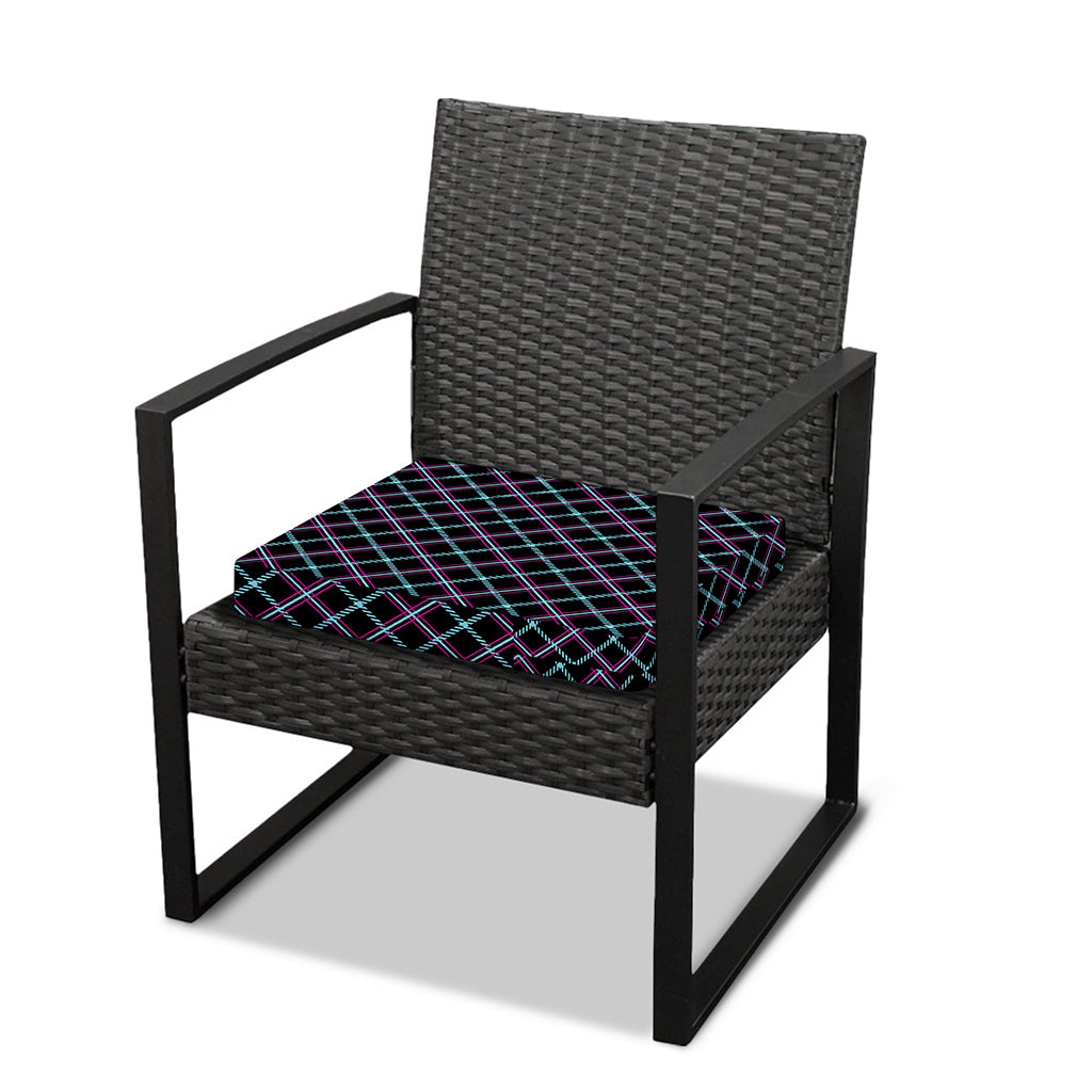 Black Blue And Pink Tartan Pattern Print Outdoor Seat Cushion Cover
