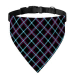 Black Blue And Pink Tartan Pattern Print Over The Collar Dog Bandana