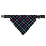Black Blue And Pink Tartan Pattern Print Over The Collar Dog Bandana