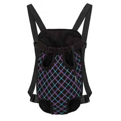 Black Blue And Pink Tartan Pattern Print Pet Carrier Backpack
