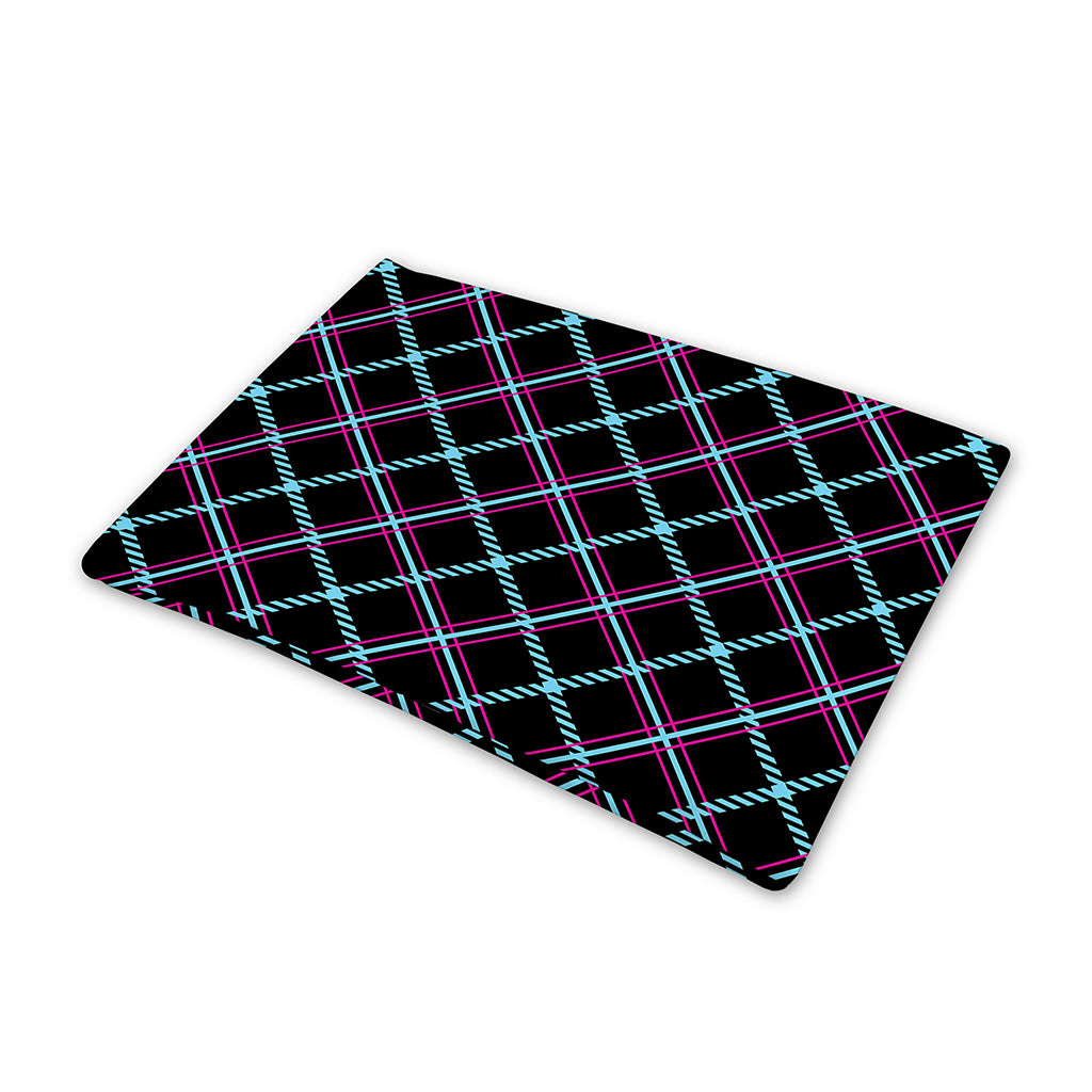 Black Blue And Pink Tartan Pattern Print Pet Cooling Mat Cover