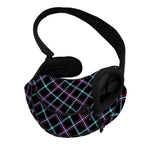 Black Blue And Pink Tartan Pattern Print Pet Sling Carrier