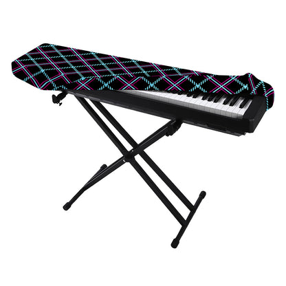 Black Blue And Pink Tartan Pattern Print Piano Keyboard Cover
