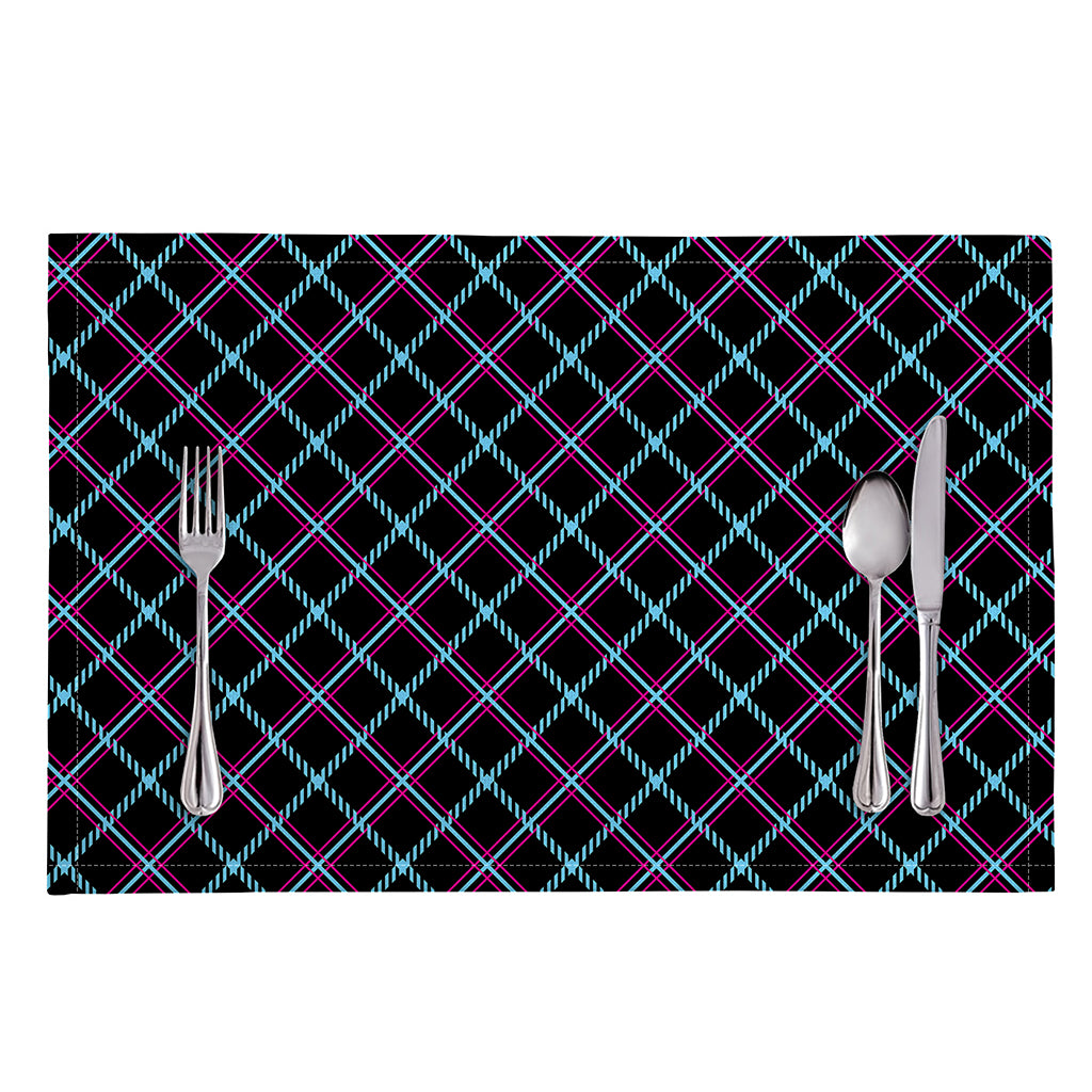 Black Blue And Pink Tartan Pattern Print Placemat