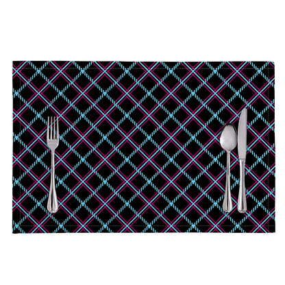 Black Blue And Pink Tartan Pattern Print Placemat
