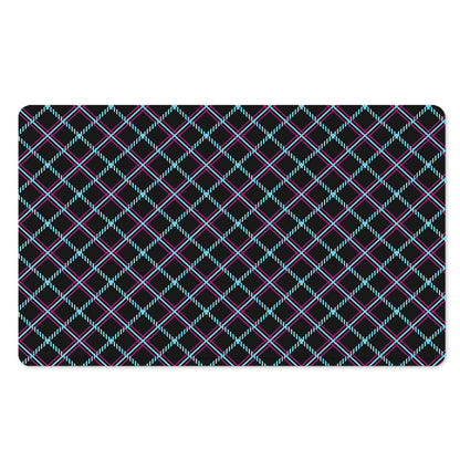 Black Blue And Pink Tartan Pattern Print Polyester Doormat