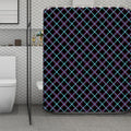 Black Blue And Pink Tartan Pattern Print Polyester Shower Curtain