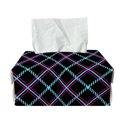Black Blue And Pink Tartan Pattern Print Rectangle Tissue Box Cover