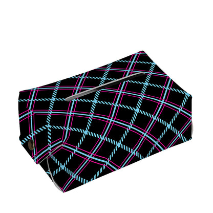 Black Blue And Pink Tartan Pattern Print Rectangle Tissue Box Cover