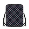 Black Blue And Pink Tartan Pattern Print Rectangular Crossbody Bag