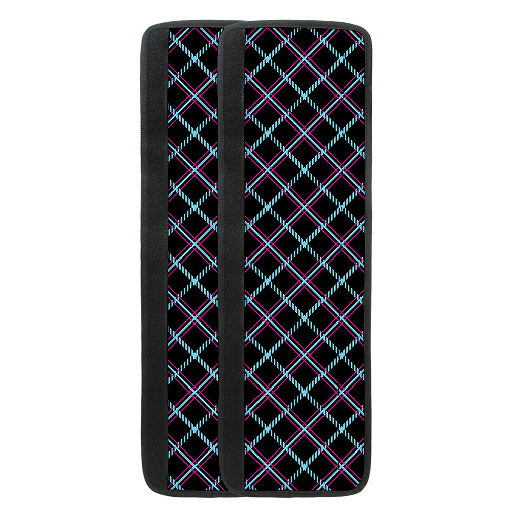Black Blue And Pink Tartan Pattern Print Refrigerator Handle Covers