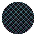 Black Blue And Pink Tartan Pattern Print Round Blanket