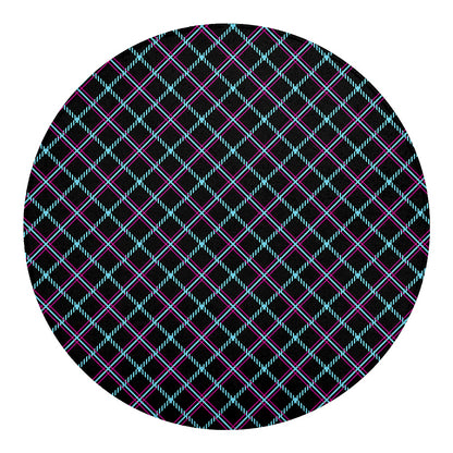 Black Blue And Pink Tartan Pattern Print Round Blanket