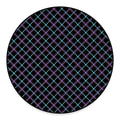 Black Blue And Pink Tartan Pattern Print Round Floor Mat
