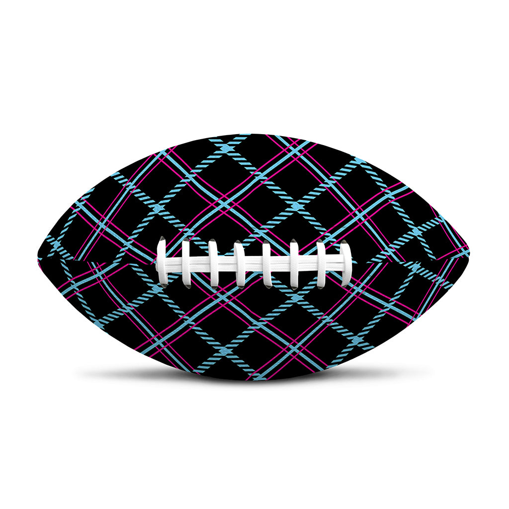 Black Blue And Pink Tartan Pattern Print Rugby Ball