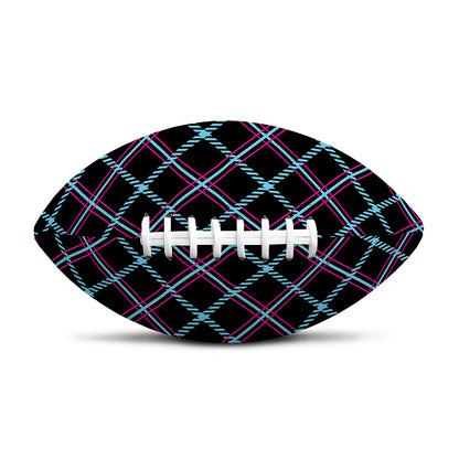 Black Blue And Pink Tartan Pattern Print Rugby Ball