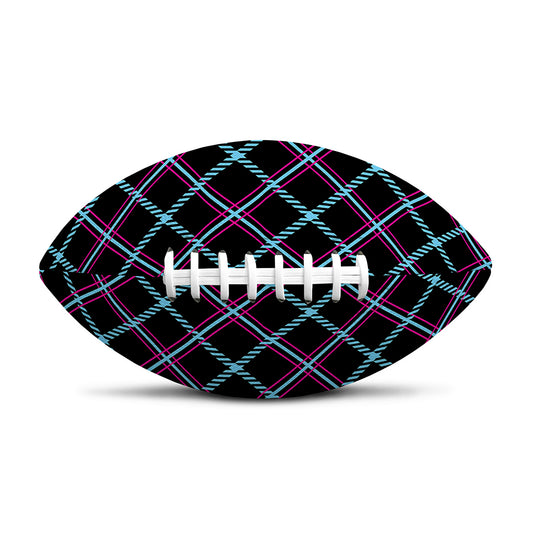 Black Blue And Pink Tartan Pattern Print Rugby Ball