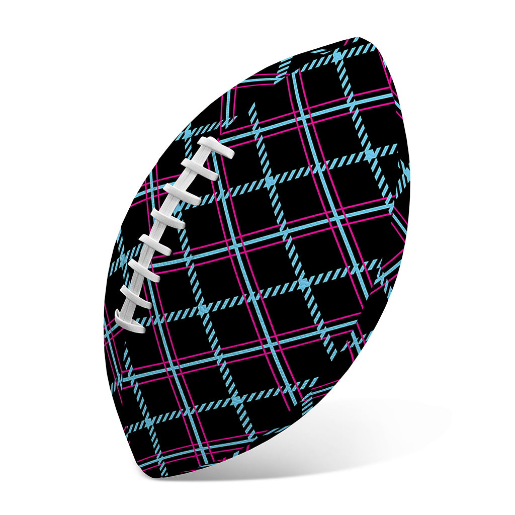 Black Blue And Pink Tartan Pattern Print Rugby Ball