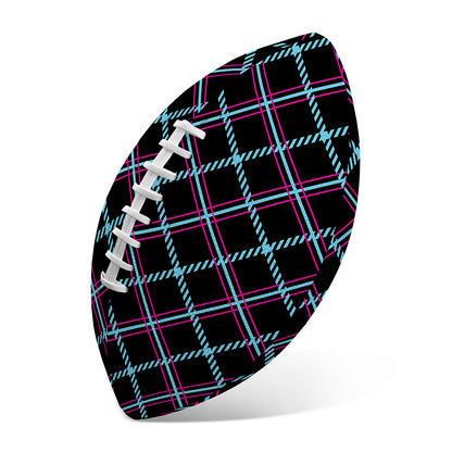 Black Blue And Pink Tartan Pattern Print Rugby Ball
