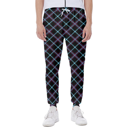 Black Blue And Pink Tartan Pattern Print Scuba Joggers