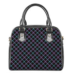 Black Blue And Pink Tartan Pattern Print Shoulder Handbag