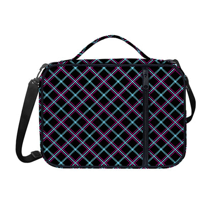 Black Blue And Pink Tartan Pattern Print Shoulder Strap Bible Bag