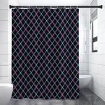 Black Blue And Pink Tartan Pattern Print Shower Curtain