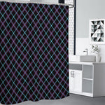Black Blue And Pink Tartan Pattern Print Shower Curtain