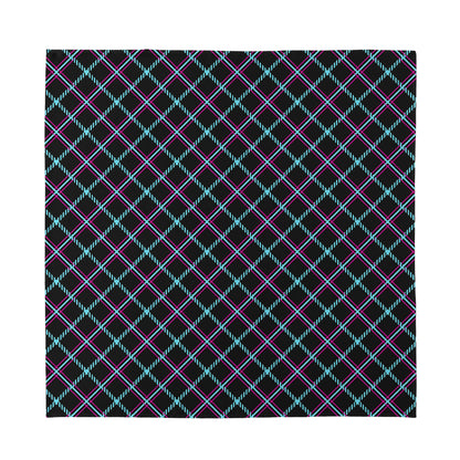 Black Blue And Pink Tartan Pattern Print Silk Bandana