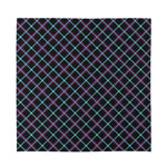 Black Blue And Pink Tartan Pattern Print Silk Bandana