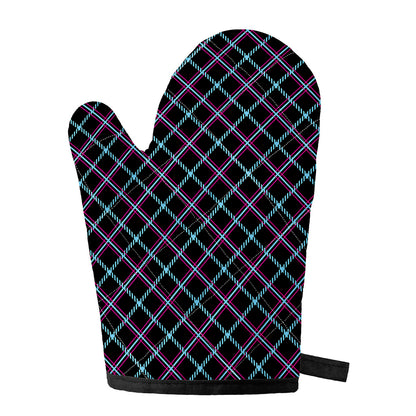 Black Blue And Pink Tartan Pattern Print Single Oven Mitt