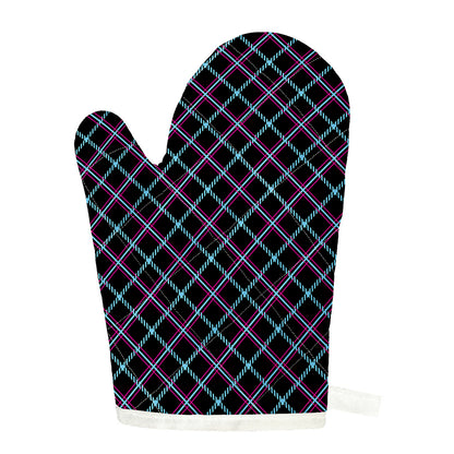 Black Blue And Pink Tartan Pattern Print Single Oven Mitt