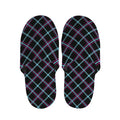 Black Blue And Pink Tartan Pattern Print Slippers
