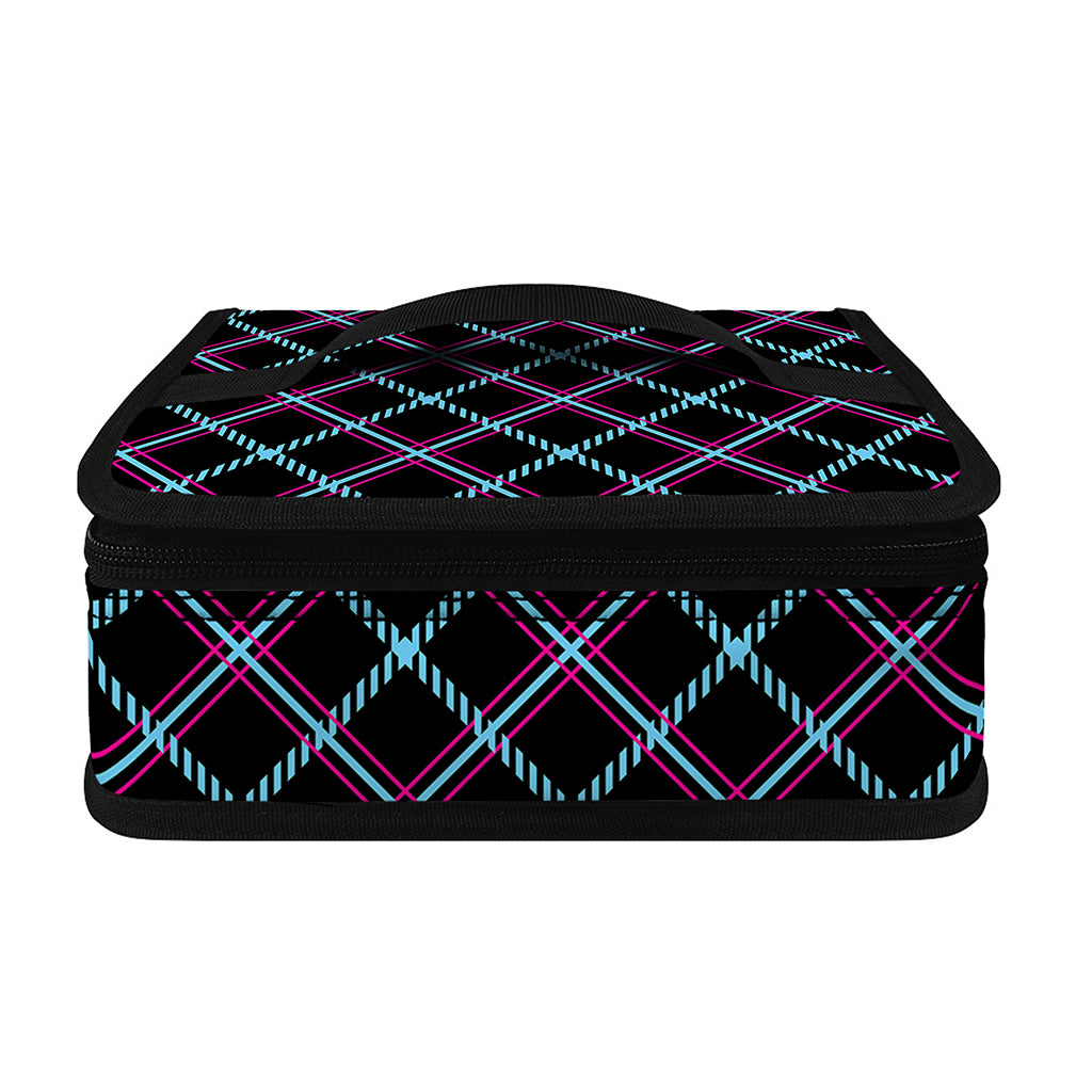 Black Blue And Pink Tartan Pattern Print Small Lunch Bag