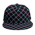 Black Blue And Pink Tartan Pattern Print Snapback Cap
