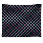 Black Blue And Pink Tartan Pattern Print Tapestry