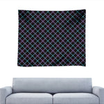Black Blue And Pink Tartan Pattern Print Tapestry