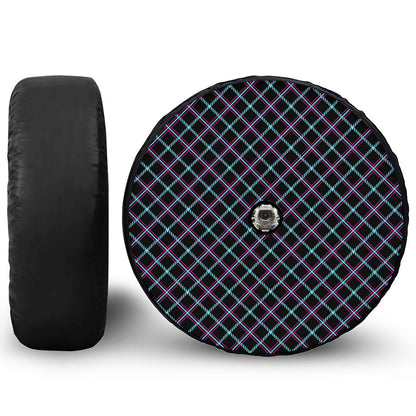 Black Blue And Pink Tartan Pattern Print Tire Cover With Camera Hole