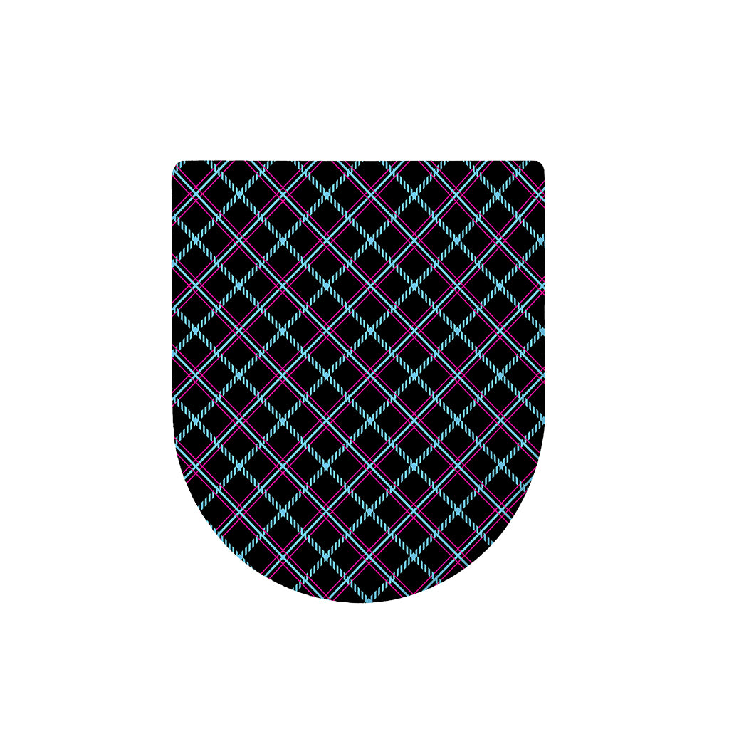 Black Blue And Pink Tartan Pattern Print Toilet Lid Cover