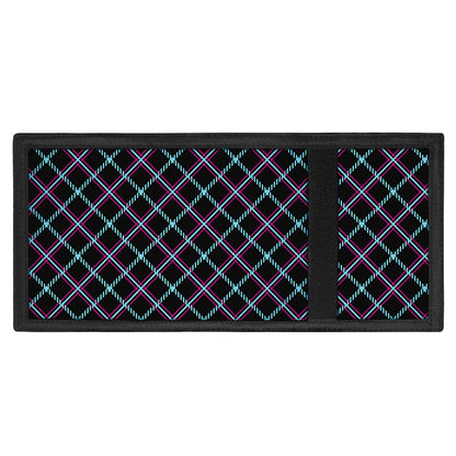 Black Blue And Pink Tartan Pattern Print Trifold Wallet