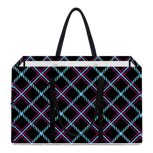 Black Blue And Pink Tartan Pattern Print Utility Tote Bag