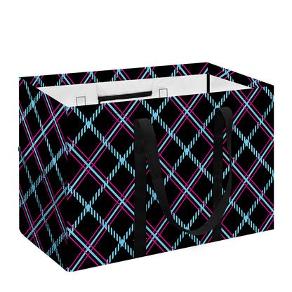 Black Blue And Pink Tartan Pattern Print Utility Tote Bag