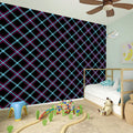 Black Blue And Pink Tartan Pattern Print Wall Sticker