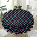 Black Blue And Pink Tartan Pattern Print Waterproof Round Tablecloth