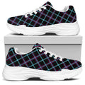 Black Blue And Pink Tartan Pattern Print White Chunky Shoes