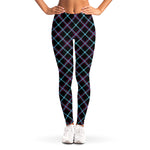 Black Blue And Pink Tartan Pattern Print Women's Leggings