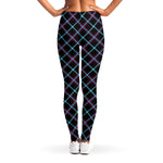 Black Blue And Pink Tartan Pattern Print Women's Leggings