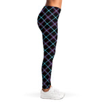 Black Blue And Pink Tartan Pattern Print Women's Leggings