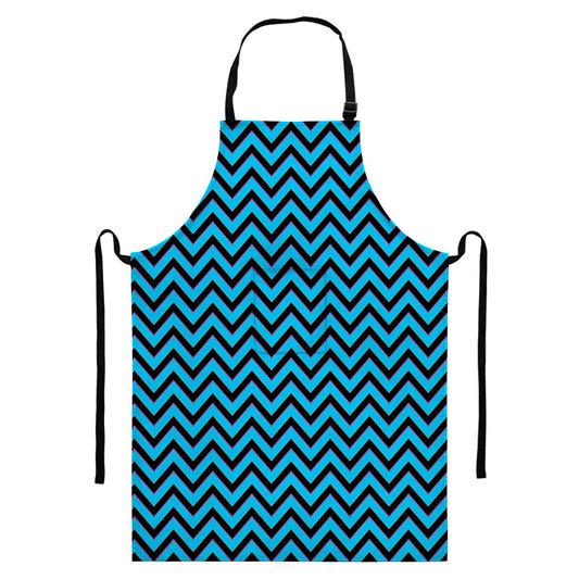 Black Blue And Purple Chevron Print Bib Apron With Pocket